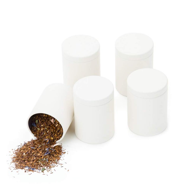 Tianhui Small Tin Can Box with Airtight Lids Canister for Coffee Tea Candy Storage Loose Leaf Tea Tin Containers Storage 5 Pcs (White, M) - Image 1